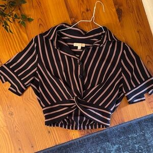 Striped Black and Red Women's Crop Top